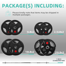 Load image into Gallery viewer, Fitvids Cast Iron 1" Standard Weight Plates Including 5FT Standard Barbell Bar &amp; Star Locks – 95 Pounds Set
