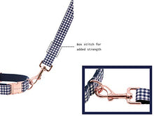Load image into Gallery viewer, ARING PET Dog Leash, Navy Plaid Cotton Webbing Strong Handmade Walking Leashes for Small Medium Large Dogs-XS
