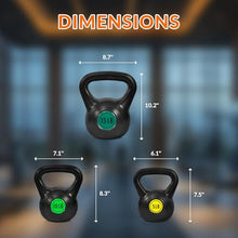 Load image into Gallery viewer, Fitvids Kettlebell Sets 3 Piece Strength Training KettleBells Weight Set 5lb, 10lb, 15lb Kettle Bell
