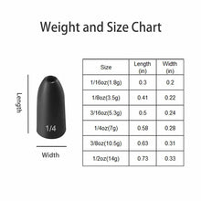 Load image into Gallery viewer, Fishfun Tungsten Bullet Fishing Weights, Insert Free Worm Sinkers, 12 Pack, 1/8oz, No Chip Black
