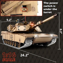 Load image into Gallery viewer, Supdex 1/16 RC Tank, Heng Long US M1A2 Abrams Army Toy with Smoke, Sound and Lights, Remote Control Tank That Shoots
