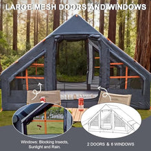 Load image into Gallery viewer, Inflatable Tents for Camping, 4-6 Person Easy Blow Up Tent with Hand Pump,4 Seasons Waterproof Air Inflatable Camping Tent House for Family Weekend Camping,Grey
