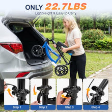 Load image into Gallery viewer, Aojin Knee Scooter for Adults for FootInjuries, 300lbs Capacity, All Terrain Foldable Knee Scooter Walker with Bag, 13" Wide Pu Seat, Compact Crutches Alternative (Blue)
