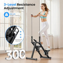 Load image into Gallery viewer, Stair Stepper for Home,Vertical Climber Step Machine with Stable Triangular Frame, 3-Level Resistance &amp; Pedal Adjustment,LCD Monitor, Device Holder, Detachable Handrail, 300 LBS Black
