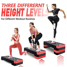Load image into Gallery viewer, GYMMAGE Aerobic Exercise Stepper - Adjustable Height Workout Platform, 26.5" Step Deck with 4", 6", 8" Risers, Women's Home Gym Cardio Fitness
