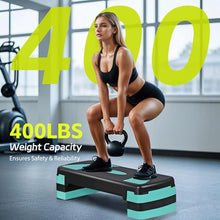 Load image into Gallery viewer, Smartxchoices 30'' Aerobics Stepper Workout Step Platform with 4" - 6" - 8" Adjustable Risers, Fitness Exercise Workout -Green
