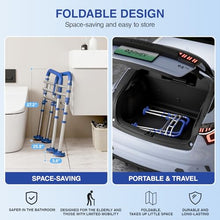 Load image into Gallery viewer, Loyoda Foldable Toilet Safety Rails for Seniors - Adjustable Toilet Safety Frame &amp; Toilet Handles for Elderly &amp; Disabled, Fits Most Toilets, 350lb Capacity, Blue
