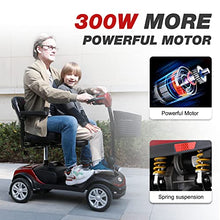 Load image into Gallery viewer, Metro Mobility 4 Wheel Powered Mobility Scooters for Seniors - 300 lbs Capacity Folding Mobility Scooter for Adults - Long Range Power Extended Battery with Thickened Seat and Front LED Light - Red
