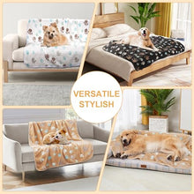 Load image into Gallery viewer, Gowyeg Dog Blanket for Large Dogs 3 Pack Dog Cat Flannel Blankets Washable Soft Pet Throw Cover for Kennel Crate Bed Cute Paw Pattern Pet Blanket Grey/White/Brown 41" x 31"
