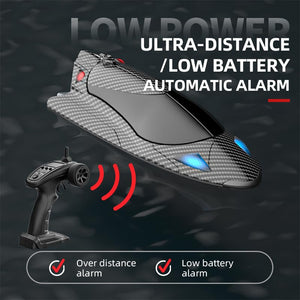 Remote Control Boat with LED Light, rc Jet Boat,35KM/H Remote Control Speed Boat for Kids with 2 Batteries, 2.4GHz RC Boats