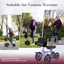 Load image into Gallery viewer, Fvzzin All Terrain Knee Scooter for Adults, Foldable Rolling Knee Scooter with DIY Stickers &amp; Shock Absorber, Steerable Knee Walker for Broken Foot, Ankle Injuries &amp; Surgery, Better Crutch Alternative
