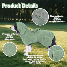 Load image into Gallery viewer, Super Absorbent Dog Bathrobe Pineapple Soft Fast Drying Dogs Towel Robe Adjustable Drying Coat for After Bath with Hood (Pineapple Green, Large)
