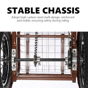 14IN Adult Tricycle Bike for Seniors, Three Wheel Beach Cruiser Bike, Foldable Handlebar Cargo Tricycle, Black