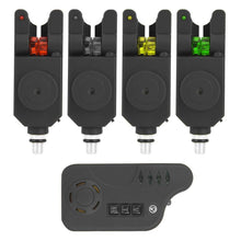 Load image into Gallery viewer, Tihebeyan Carp Fishing Bite Alarm Indicator Set, 4 Emitter + 1 Receiver Digital Wireless Fishing Bite Alert Indicator Set
