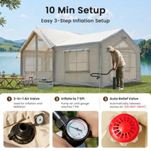 Load image into Gallery viewer, ABORON 8-10 Person Inflatable Camping Tent, 2-Room Glamping Tent with Pump
