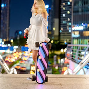 Electric Skateboards with LED Screen Deck, Supports Image DIY via App. 10S3P 7.8A Removable Battery/ 25 Miles (Contains 2 batteries)