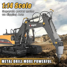 Load image into Gallery viewer, kolegend 3 in 1 Remote Control Excavator Toy 1/14 Scale RC Excavator, 15 Channel Upgrade Full Functional Construction Vehicles

