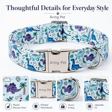 Load image into Gallery viewer, ARING PET Dinosaur Dog Collar, Cute Spring Summer Blue Boy Heavy Duty Doggy Collars with Metal Buckle for Puppy Small Medium Large Dogs-L
