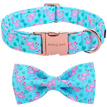 Load image into Gallery viewer, ARING PET Flamingo Dog Collar-Cotton Dog Collar with Bow, Adjustable Summer Bowtie Dog Collars Pet Collars with Metal Buckle
