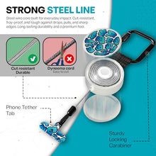 Load image into Gallery viewer, ClutchLoop Anti-Theft Phone Tether - Universal Adhesive Anchor, Retractable Steel Line and Locking Carabiner (Turquoise)
