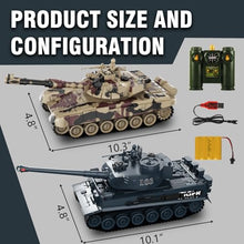 Load image into Gallery viewer, RC Tank Set,1/24 RC Battle Tank Set Toy Tanks with Life Indicators and Spray,2.4G Remote Control with Realistic Sounds and Lights
