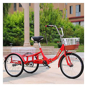 Adult Tricycle - 3 Wheel Bikes for Adults Shopping Tricycle for Adults Foldable 3 Wheel Bike 20inch Family Manpower Trike
