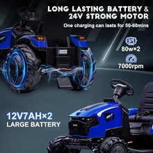 Load image into Gallery viewer, 24V Kids Electric Car, 2 Seater Ride On Car for Kids, Excavator &amp; Bulldozer, Electric Vehicle w/Trailer, Digger, Blue
