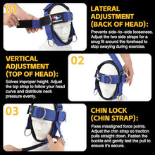 Load image into Gallery viewer, Fitness Neck Head Harness Trainer, Adjustable Chin Workout Strap and Head Harness Strength with 30 Lb Resistance Bands, Neoprene Neck Workout Exerciser for Weight Lifting, Home and Gym Equipment, Blue
