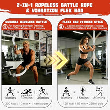 Load image into Gallery viewer, FlowViva 2-in-1 Ropeless Battle Rope &amp; Vibration Bar, Portable Cordless Fitness Ropes for Home Gym, Strength Building, HIIT Training &amp; Low-Impact Aerobic Training for Men and Women, Gray
