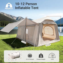Load image into Gallery viewer, ABORON 10-12 Person Inflatable Camping Tent, 2-Room Glamping Tent with Pump
