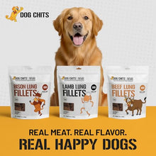Load image into Gallery viewer, Dog Chits Lamb Lung Fillets Dog and Puppy Treats - Low Fat, High Protein Single Ingredient Dog Treat - Easy to Break Slices - Great for Training - Made in USA, 6 oz. Bag
