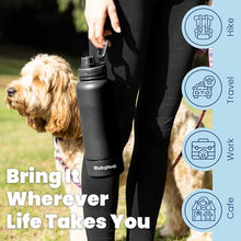 Load image into Gallery viewer, Dog Water Bottle for Dog Lovers - 32 oz Stainless Steel Double Wall Insulated Water Bottle with 8 oz Detachable Bowl on Bottom for Doggy Mom &amp; Dad for Hiking, Walks, Travel - Black
