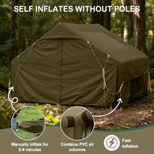 Load image into Gallery viewer, Blow Up Tent with Skylight and Stove Jack,4-6 Person Inflatable Camping Hot Tent with Pump,Easy Setup Family Camping Tent 4 Season Waterproof Outdoor Tents,Green
