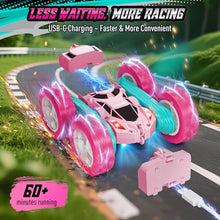 Load image into Gallery viewer, Hamdol Pink RC Car for Girls Age 6+, 360° Rotating Stunt Remote Control Vehicle with LED Lights
