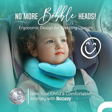 Load image into Gallery viewer, BCOZZY Kids Travel Neck Pillow (3-7 Y/O)- Patented Soft Toddler Pillow for Head &amp; Chin Support in Car Seat, Airplane, and Road Trip Sleeping. Adjustable Size. Washable. Carry Bag. Small, Light Blue
