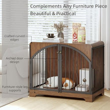 Load image into Gallery viewer, Berenlefe 40" Farmhouse Dog Crate Furniture for Large/Medium Dogs, Decorative Pet House End Table, Wooden Dog Kennel Furniture Indoor, Retro Brown
