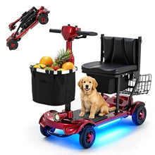 Load image into Gallery viewer, Ecomobi Light Weight Mobility Scooter for Seniors &amp; Adults, 12–30 Mile Range, Foldable Airline Approved Portable 4 Wheel Motorized Scooter with Removable Lithium Battery, 300 lb Capacity, MS01F Red
