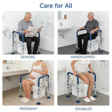 Load image into Gallery viewer, Loyoda Steel Toilet Safety Rail for Seniors with Adjustable Height and Width - 11.7lbs Heavy-Duty Foldable Toilet Handle for Toilet Support, Elderly and Accessibility Aid （Blue）
