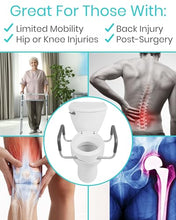 Load image into Gallery viewer, Vive Raised Toilet Seat Riser for Seniors (with Handles) - Handicap Rail Grab Bar Seat for Over Toilet
