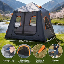 Load image into Gallery viewer, 2-3 Person Inflatable Glamping Tent,Easy Set up with Hand Air Pump, Waterproof Blow Up Tent for Adults, Portable Outdoor for Hiking/Backpacking/Fishing,Grey
