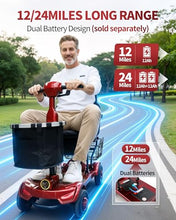 Load image into Gallery viewer, Ecomobi Light Weight Mobility Scooter for Seniors &amp; Adults, 12–30 Mile Range, Foldable Airline Approved Portable 4 Wheel Motorized Scooter with Removable Lithium Battery, 300 lb Capacity, MS01F Red
