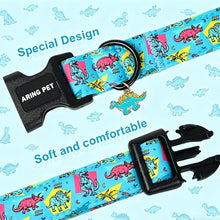 Load image into Gallery viewer, ARING PET Dinosaur Dog Collar, Cute Blue Boy Doggy Collars for Puppy Small Medium Large Male Dogs Pet, for Daily Photos Summer Beach Walking Hiking Picnic-L
