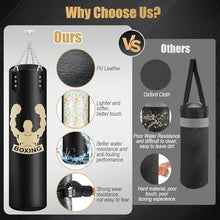 Load image into Gallery viewer, Filled Punching Bag for Adults, 4FT PU Leather Hanging Bag with 11lb Sponge Filler, Come with 12OZ Gloves, Heavy Bag Boxing Equipment for Training Karate Kickboxing Home Gym
