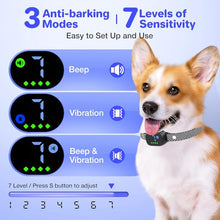 Load image into Gallery viewer, Dog Bark Collar for Large Medium Small Dogs, Anti Barking Device for Dogs, Rechargeable Smart Bark Collar with 7 Adjustable Sensitivity, Compact Bark Collar Indoor Outdoor
