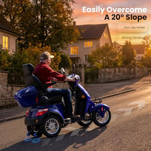 Load image into Gallery viewer, Super Large Electric 4 Wheel Mobility Scooters, Heavy Duty 800W Wheelchair Device, 25 Miles Long Range, All Terrain Mobility Scooter，Speed Adjust, Remote Key,Receive Ready to Ride (Blue)
