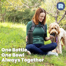 Load image into Gallery viewer, Dog Water Bottle for Dog Lovers - 32 oz Stainless Steel Double Wall Insulated Water Bottle with 8 oz Detachable Bowl on Bottom for Doggy Mom &amp; Dad for Hiking, Walks, Travel - Black
