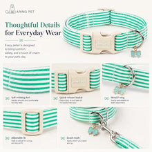 Load image into Gallery viewer, ARING PET Stripe Dog Collar, Cute Spring Summer Teal Stripe Pet Collars with Bow Charm for Puppy Small Medium Large Boy Girl Dogs, for Daily Outdoor Walking Beach Stroll-L
