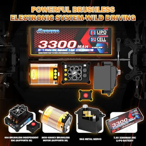 Fast Brushless RC Cars for Adults, Max 75mph Hobby Electric On-Road RTR with 9KG Metal Servo, Cyan