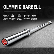 Load image into Gallery viewer, LIONSCOOL 7ft Olympic Barbell (Silver Chrome, 1000LBS, No Center Knurl)
