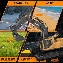 Load image into Gallery viewer, kolegend 3 in 1 Remote Control Excavator Toy 14 Channel RC Excavator Toy for Boys 3-12 with Bucket/Claw/Drill 2.4GHz Full Functional Construction Vehicles Toys Gift for 6 7 8 9 10 Years Old Kids Boys
